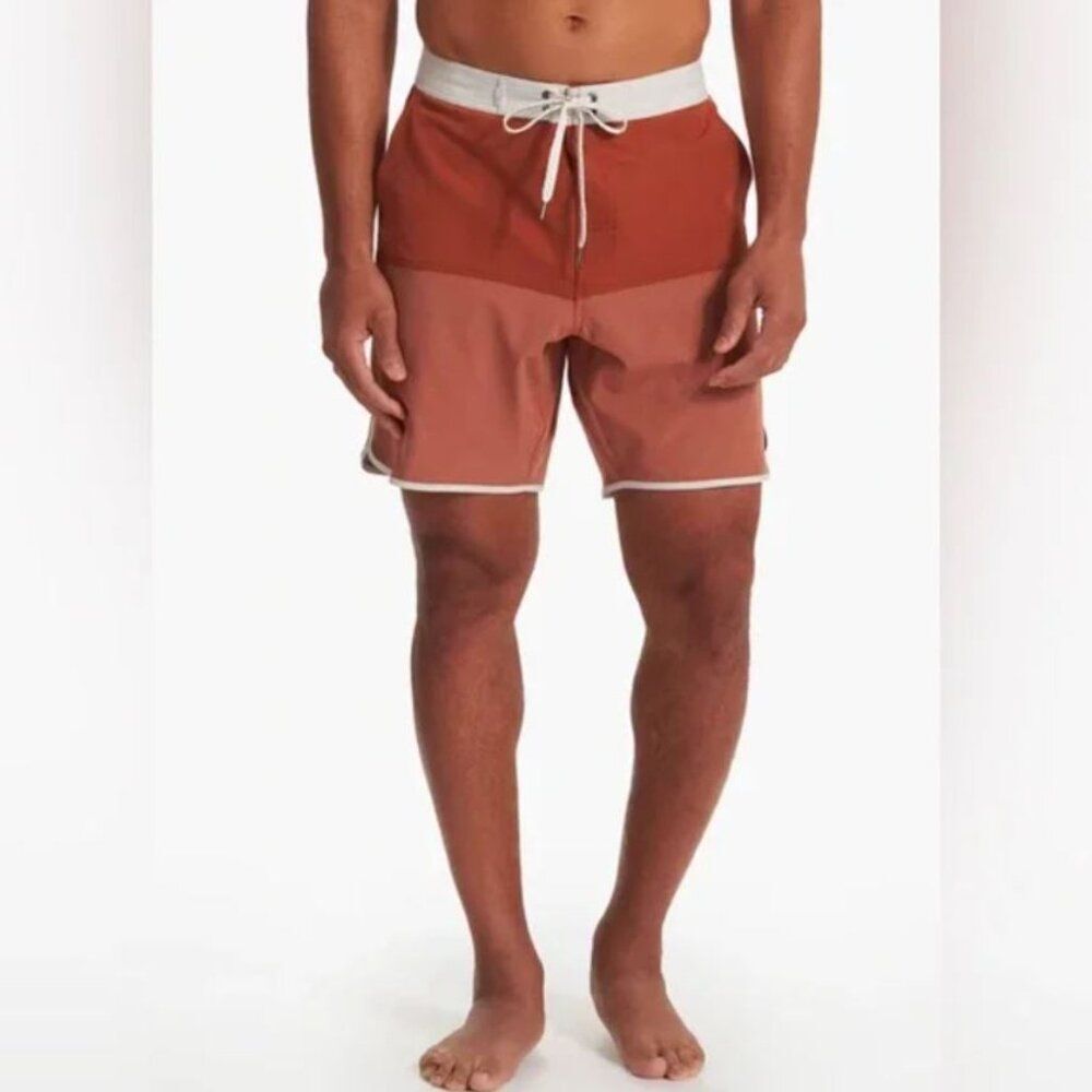 Vuori - MENS Cruise Boardshort - Dark Penny Linen Texture Block Size 34